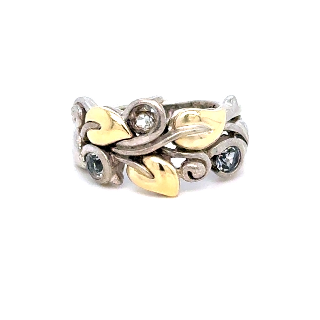 Barbara Bixby Two-Tone Leaf And Blue Stone Ring 150$